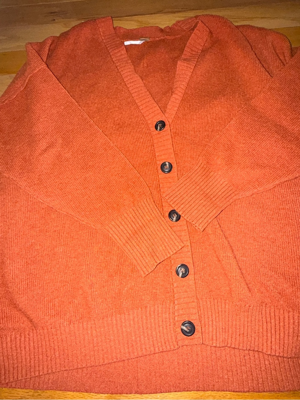 Free People Rust Orange V-Neck Button Cardigan